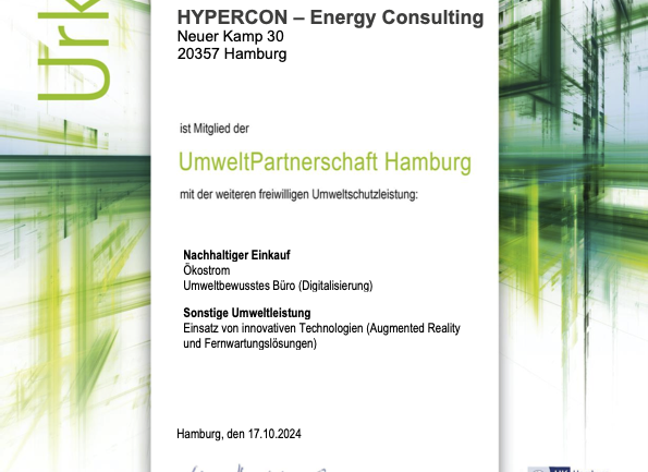 Urkunden zur Umweltpartnerschaft der Firma HYPERCON