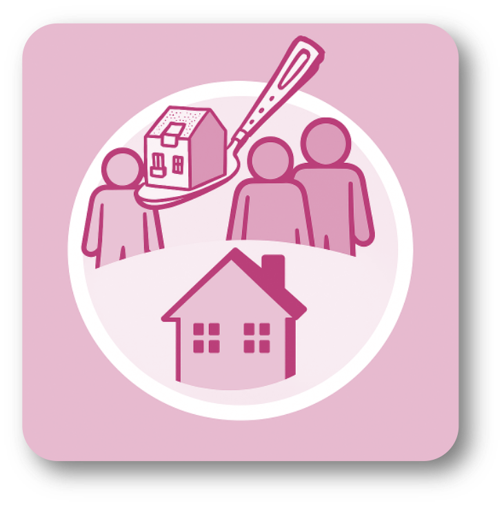 Symbolbild mit stilisierten Häusern und Personen